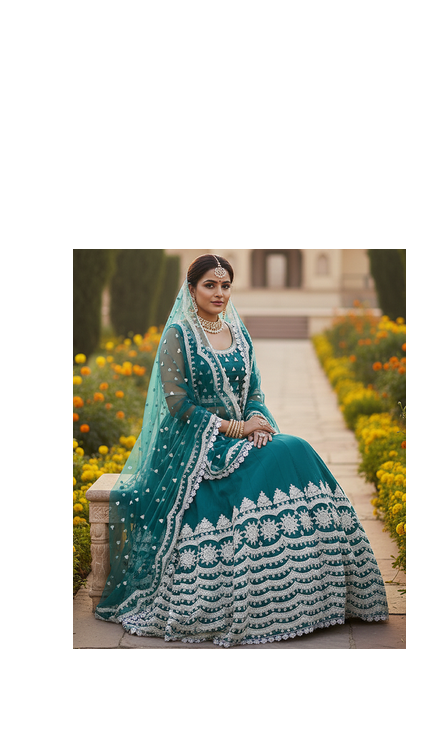 NET SEMI STITCHED SEQUENCE WORK EMBROIDERY WORK LEHENGA CHOLI  3
