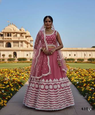 NET sequin WORK EMBROIDERY WORK LEHENGA CHOLI  1