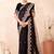 Black color resham multi kashmiri embroidery work saree