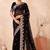 Black color resham multi kashmiri embroidery work saree