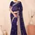 Navy blue color resham multi kashmiri embroidery work saree