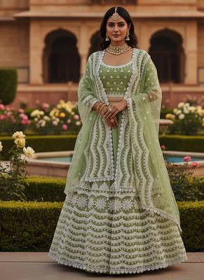 NET sequin WORK EMBROIDERY WORK LEHENGA CHOLI  1