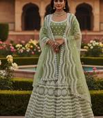 NET SEMI STITCHED SEQUENCE WORK EMBROIDERY WORK LEHENGA CHOLI 