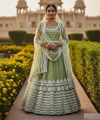 NET sequin WORK EMBROIDERY WORK LEHENGA CHOLI  2