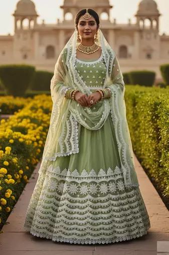 NET sequin WORK EMBROIDERY WORK LEHENGA CHOLI 