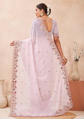 Levender color resham multi kashmiri embroidery work saree 5