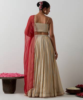 multicolor plain chanderi lehenga set 2