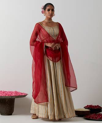 multicolor plain chanderi lehenga set 1