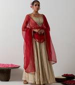 multicolor plain chanderi lehenga set