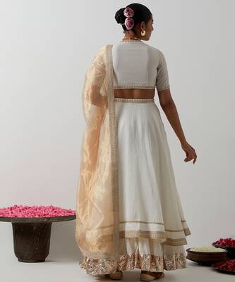 white plain chanderi lehenga set 2