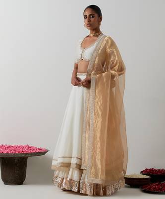 white plain chanderi lehenga set 1