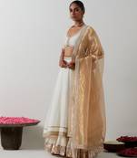 white plain chanderi lehenga set