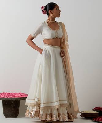 white plain chanderi lehenga set 3