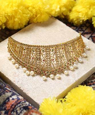 Kundan stone choker necklace set 3