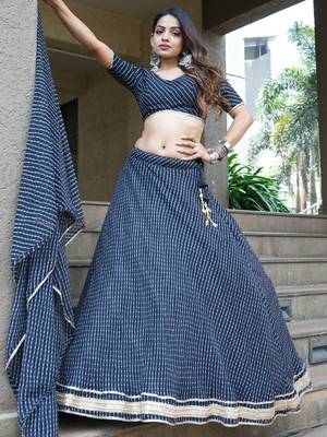 BLACK ZARI AND CODING LACE WORK WITH LEHERIYA PRINTED GEORGETTE SEMI STITCHED LEHENGA CHOLI 1