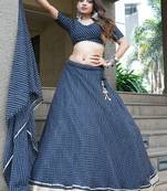 BLACK ZARI AND CODING LACE WORK WITH LEHERIYA PRINTED GEORGETTE SEMI STITCHED LEHENGA CHOLI