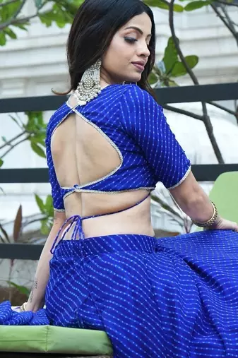BLUE ZARI AND CODING LACE WORK WITH LEHERIYA PRINTED GEORGETTE SEMI STITCHED LEHENGA CHOLI
