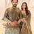 Grey embroidered lehenga & matching men's kurta set couple combo