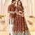 Brown embroidered lehenga & matching men's kurta set couple combo