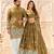 Mehendi Green embroidered lehenga & matching men's kurta set couple combo