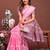 Pink color linen cotton saree with blouse