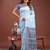 Sky blue color linen cotton saree with blouse