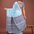 Sky blue color linen cotton saree with blouse