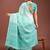 Sea green color linen cotton saree with blouse
