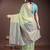 Light green color linen cotton woven saree with blouse