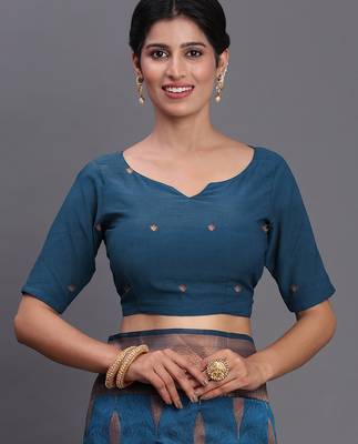 blue art silk blend zari woven work saree  2