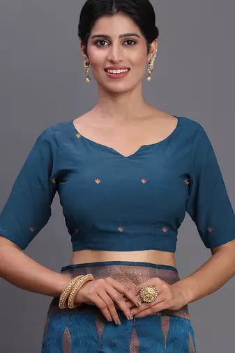 blue color  art silk blend zari woven work saree 