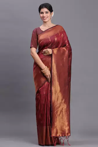 maroon color  art silk zari woven work saree 