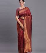 maroon color  art silk zari woven work saree 