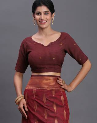 maroon color  art silk blend zari woven work saree  5