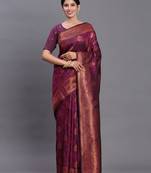 purple color  art silk zari woven work saree 
