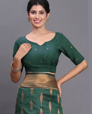 drrk green color  art silk blend zari woven work saree  2