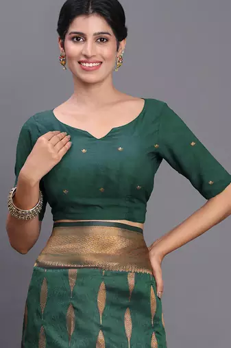drrk green color  art silk blend zari woven work saree 
