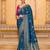 teal color premium crepe silk blend saree with rich zari weaving | elegant party & festive wear