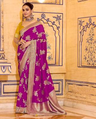 ranipink color premium crepe silk blend saree with rich zari weaving | elegant party & festive wear 1