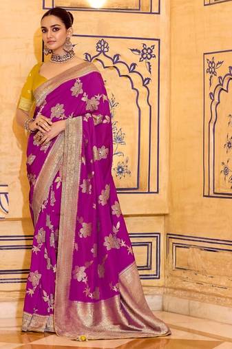 ranipink color premium crepe silk blend saree with rich zari weaving | elegant party & festive wear