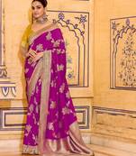 ranipink color premium crepe silk blend saree with rich zari weaving | elegant party & festive wear
