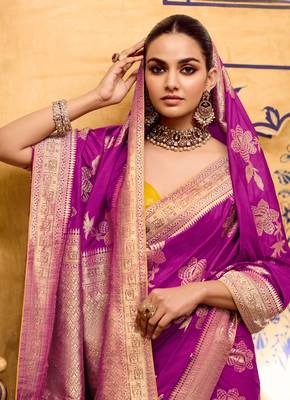 ranipink color premium crepe silk blend saree with rich zari weaving | elegant party & festive wear 2