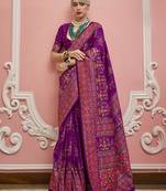 Purple color majestic kashmiri design banarasi silk saree with meenakari weaving | premium festival & party wear