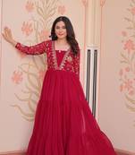 Pink readymade gown collections With Sequins & Zari Embroidered work