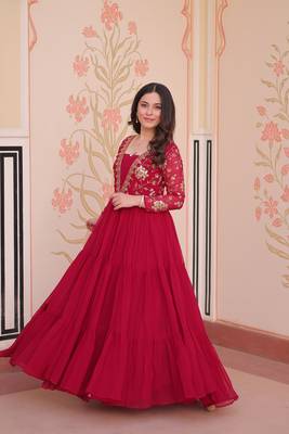 Pink Sequins Zari Embroidered gown 4