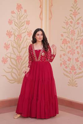 Pink Sequins Zari Embroidered gown 5