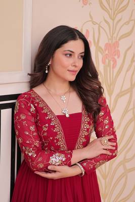 Pink Sequins Zari Embroidered gown 6