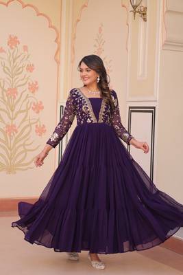 Purple Sequins Zari Embroidered gown 1