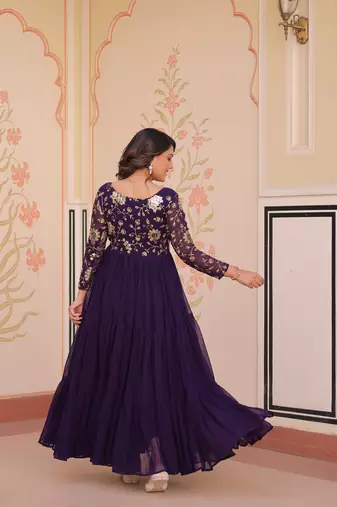Purple Sequins Zari Embroidered gown
