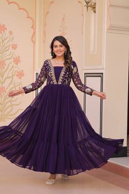 Purple Sequins Zari Embroidered gown 6